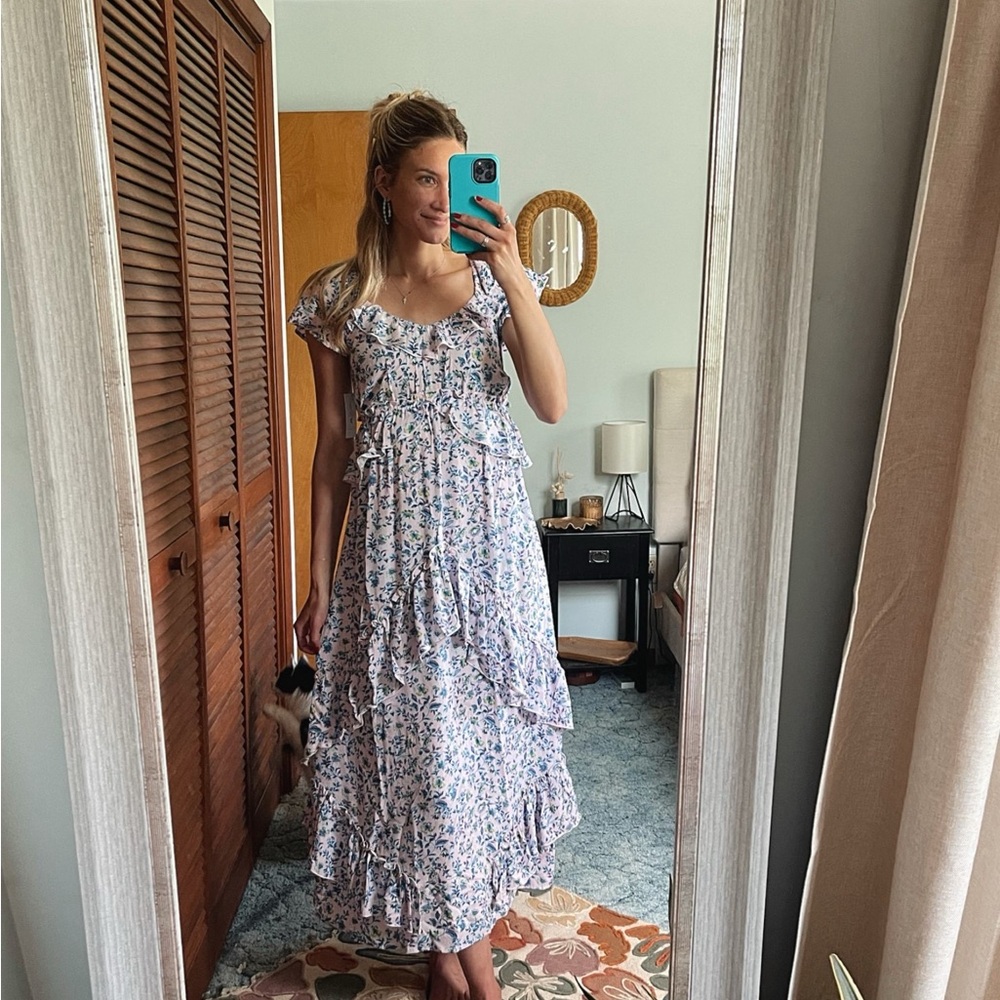 Jessica Simpson Purple Flutter Sleeve Maxi Dress